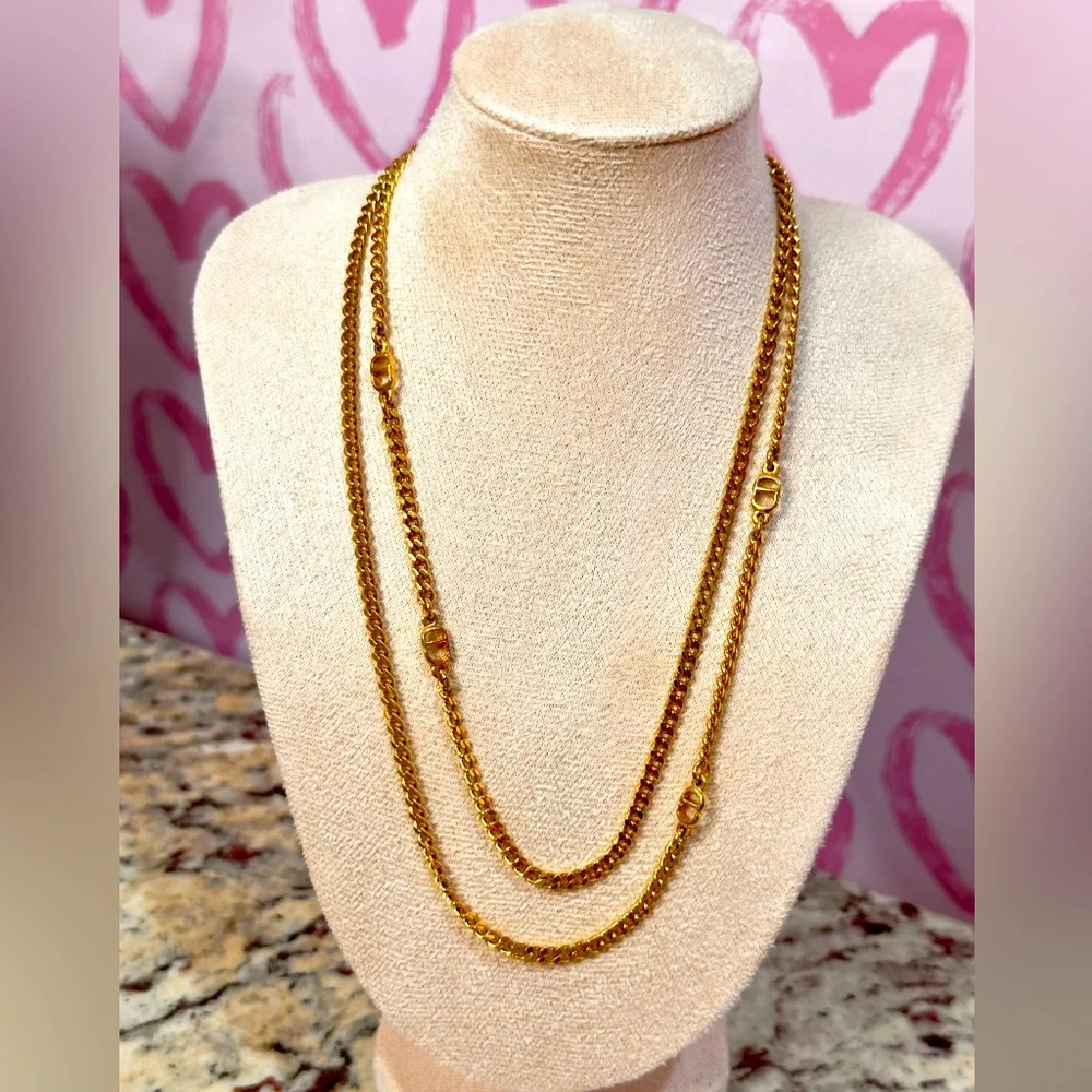 Rare Vintage Gold CD Logo Long Necklace - Picture 2 of 6